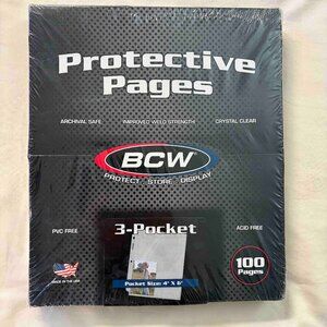 BCW Protective Pages, 3 Pocket, 4" x 6" Pocket Size, 100 Pages - Archival